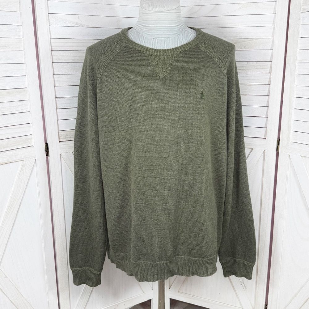 Polo Ralph Lauren Cotton Crew Neck Pullover Sweater Khaki Army Green XL